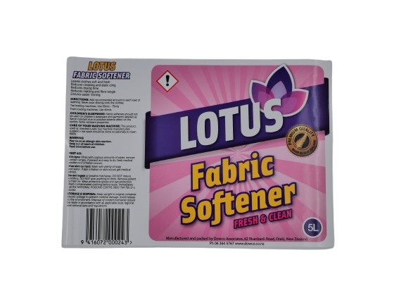 Lotus Fabric Softener Label 5L – Core Hygiene